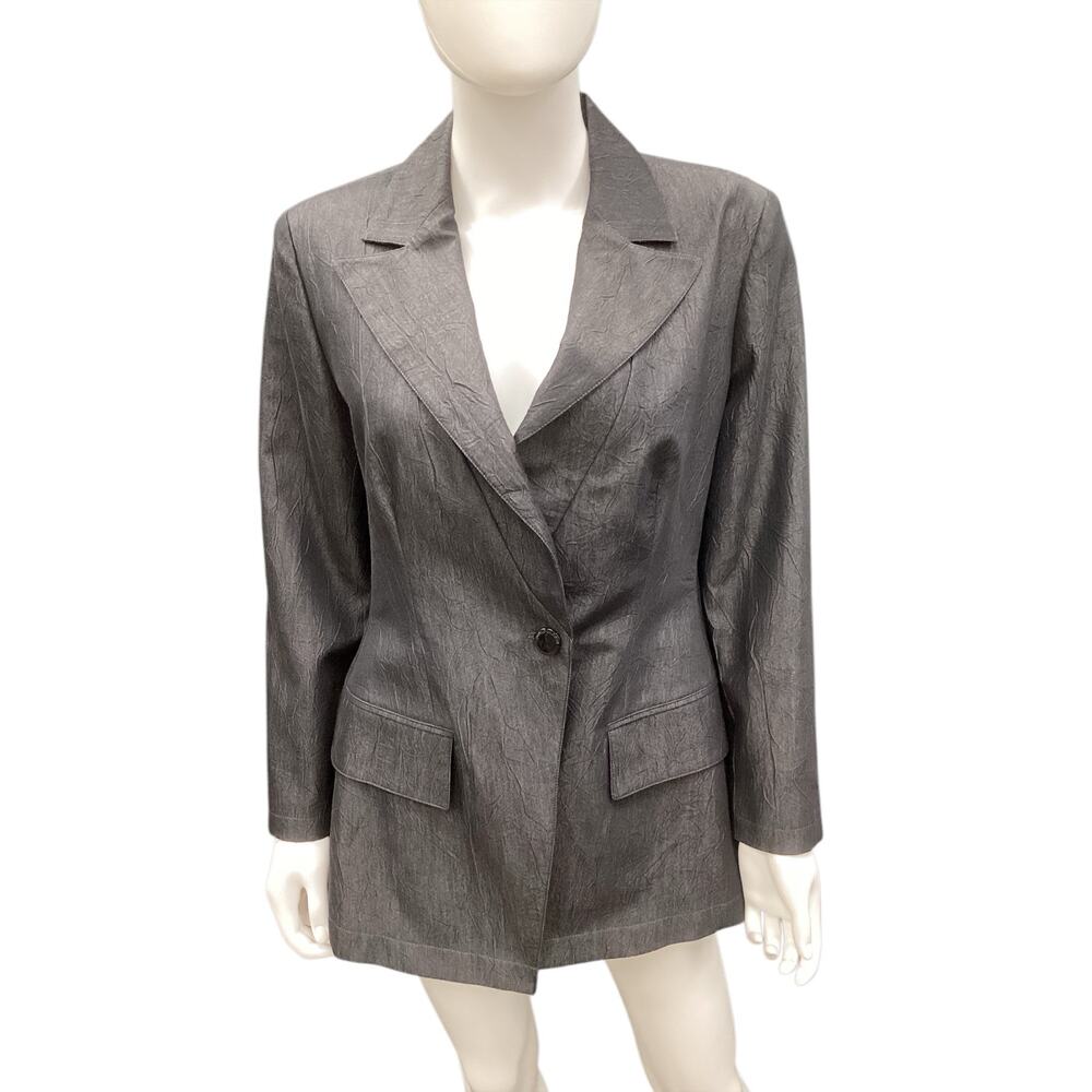 NWT Emporio Armani Women’s Blazer Size10/ M Y2K Angular Button Closure Charcoal
